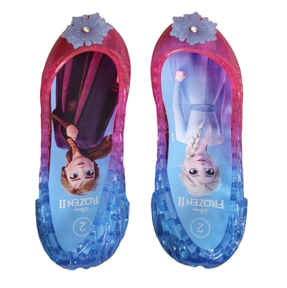 Frozen II Girl's Size 2 Pink Blue Snowflake Cutout Jelly Ballet Slipper … - Picture 5 of 13